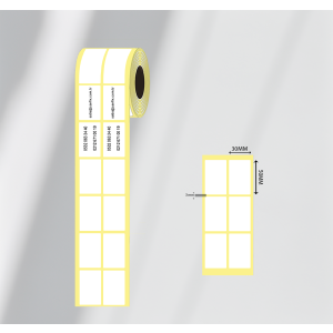 30mm x 50mm 2'li Ara Boşluklu Kuşe Etiket (Sticker)